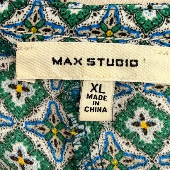 Max Studio Teal Geometric Print Flutter Sleeve Boho Wide Leg Jumpsuit Size XL - Picture 11 of 14